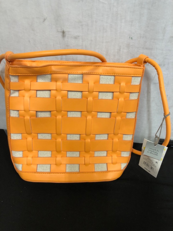 Photo 2 of Basket Weave Woven Bucket Bag - A New Day Orange