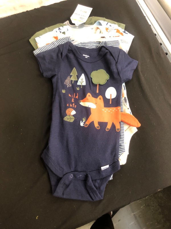 Photo 2 of 3-6 M Gerber Baby Boys' 5pk Fox Short Sleeve Onesies - Green/Off-White/Blue