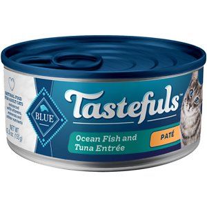 Photo 1 of Blue Buffalo Tastefuls Ocean Fish & Tuna Entrée Pate Wet Cat Food, 5.5-oz Can, Case of 24
