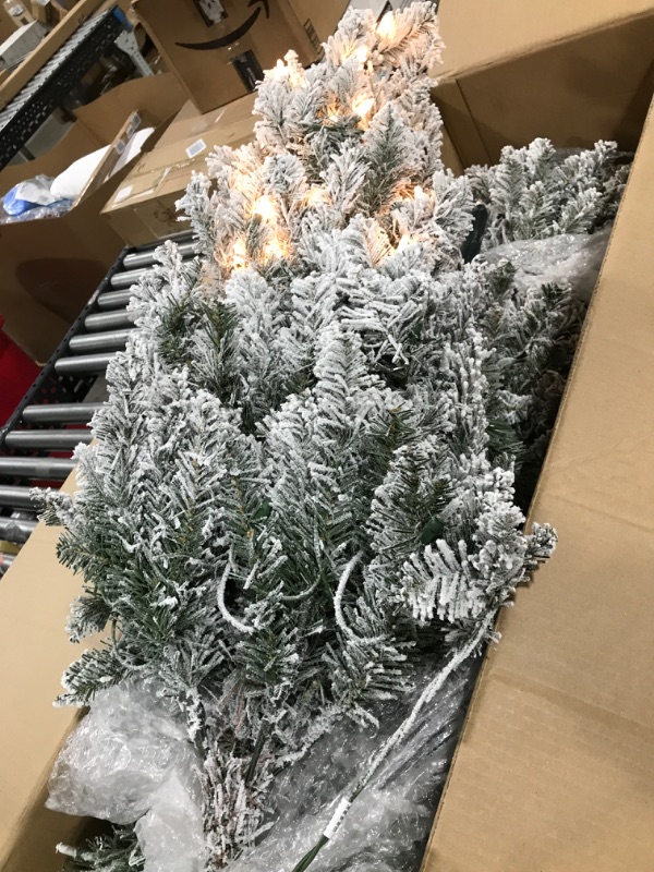 Photo 3 of 6.5 ft. Pre-Lit Flocked Slim Fraser Fir Artificial Christmas Tree with 350 UL-Listed Clear Lights