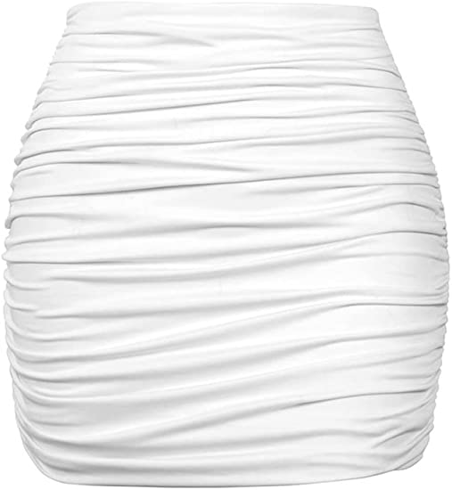 Photo 1 of YMDUCH Women's Sexy High Waist Solid Tight Ruched Bodycon Mini Club Skirt L
