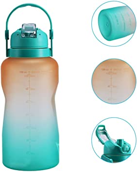 Photo 1 of 128oz/1 Gallon Motivational Water Bottle with Straw &Time Maker?Leak Proof gallon Water Jug Suitable For Gym And Outdoor Sports ?Perfect for Women And Man Drinking (Gradient Orange Green)