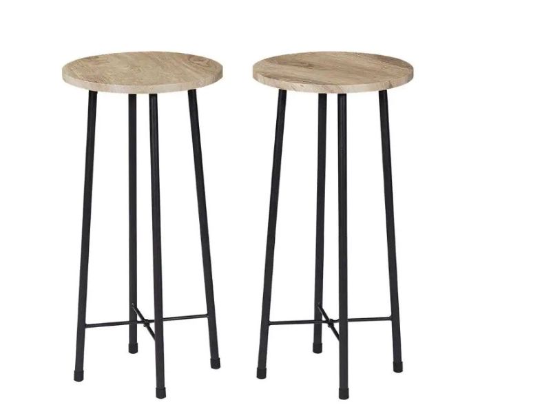 Photo 1 of 24 in. Maple Color Metal 23.6 in. Bar Stool with Wooden Seat Bar Height Stools Tall Bar Chair (Set of 2)
