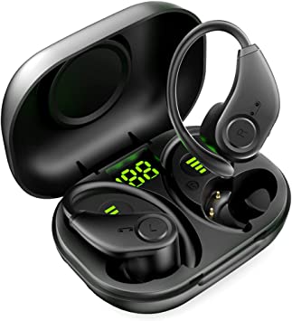 Photo 1 of Bluedio S6 Wireless Earbuds Bluetooth Headphones 42hrs Play Back Sport Earhooks Earphones with LED Display Charging Case Built-in Mic Headset for Sports Running Workout Black