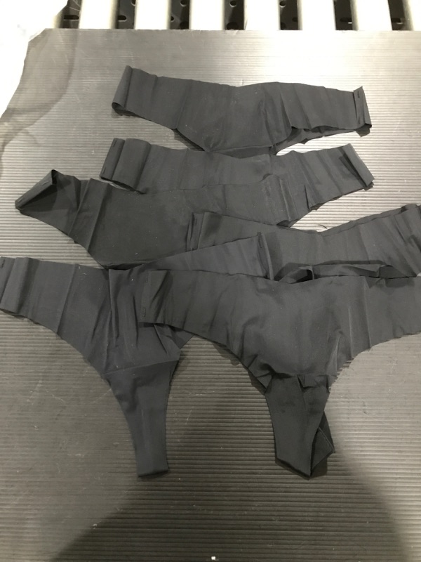 Photo 1 of 6PK-BLK THONGS- SOFT FABRIC- SIZE S