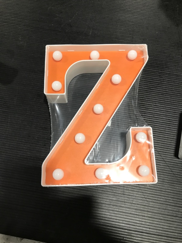 Photo 2 of LED Marquee Light up Letters Battery Powered Letter Lights Alphabet Sign for Night Lights Birthday Teen Girl Gifts Home Bar Party Wedding Christmas Decorations (Orange Z) Z Orange