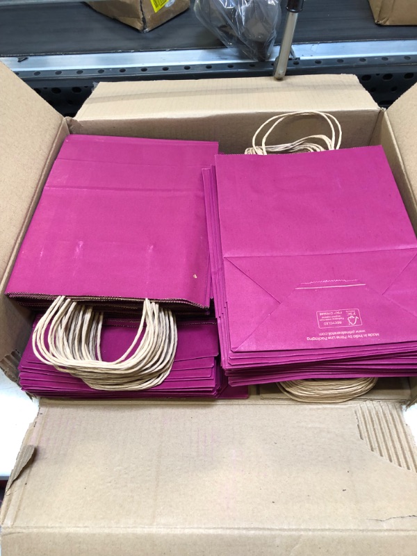 Photo 1 of 100PCS FUSCHIA PAPER BAGS 