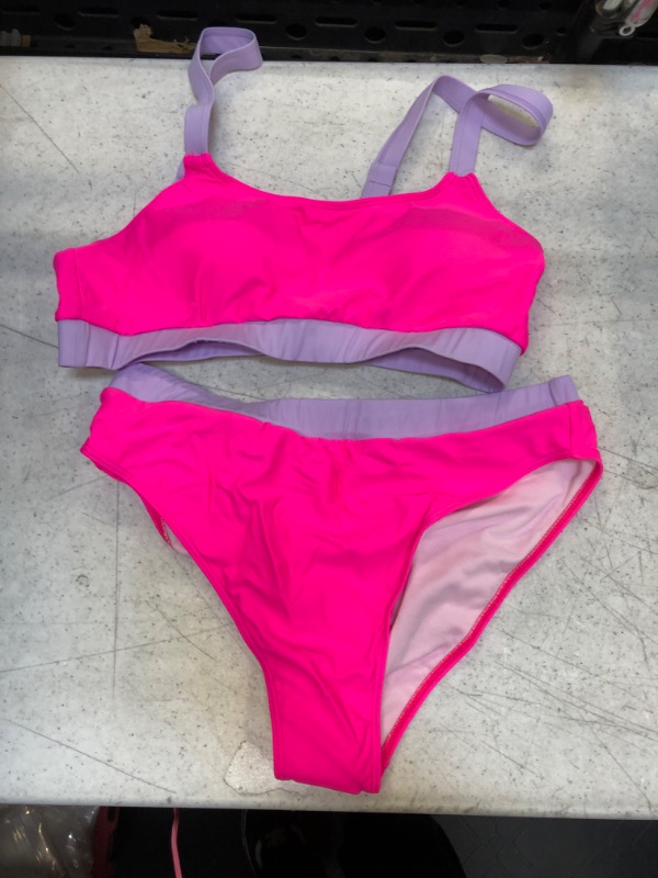 Photo 1 of 2PCS Pink And Purple Bikini Set XL