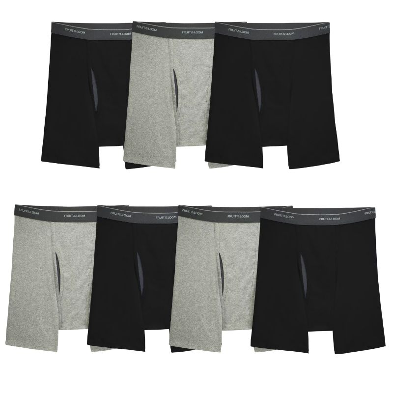 Photo 1 of Fruit of the Loom Men's Boxer Briefs (Black and Dark Grey), 7 Pack, Sizes XL
