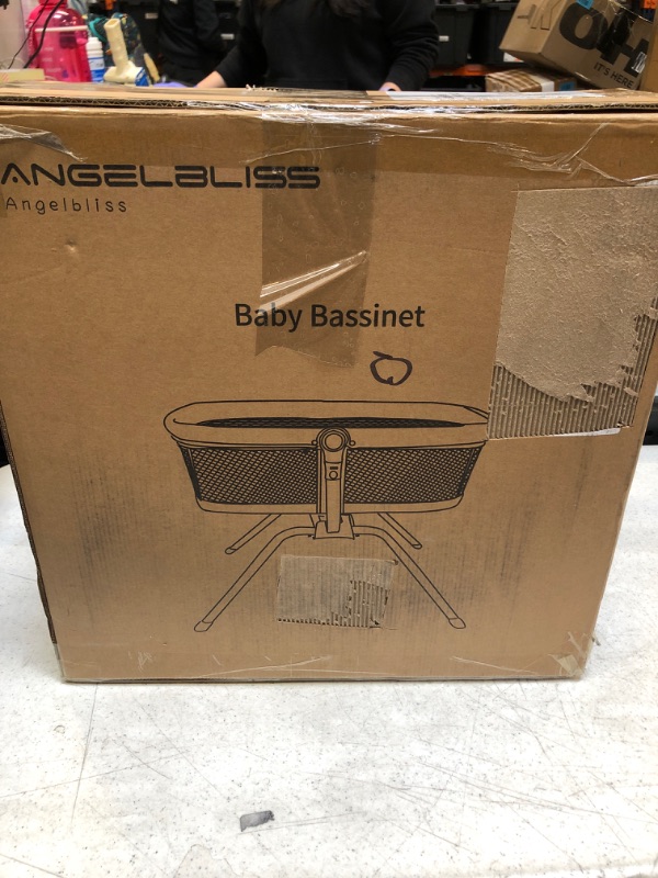 Photo 1 of ANGELBLISS 3 in 1 Rocking Bassinet & Baby Bassinet Bedside Crib, One-Second Convert Travel Portable Bassinet Newborn Baby (White)