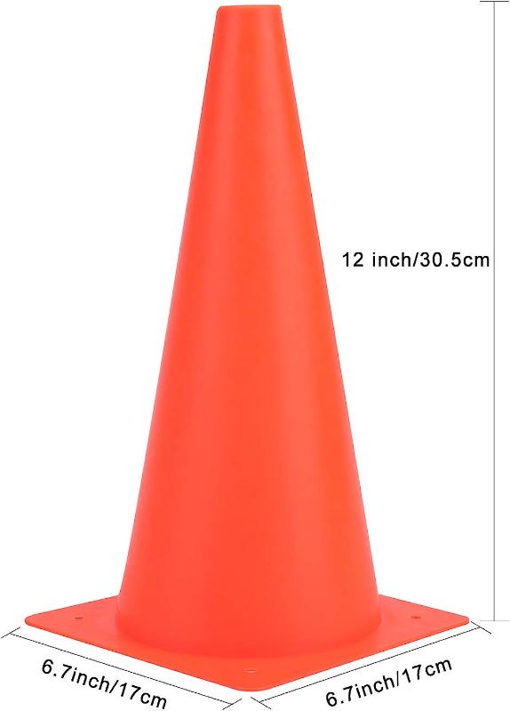 Photo 1 of 12 Inch Traffic Training Cones, Plastic Safety Parking Cones, Agility Field Marker Cones for Soccer Basketball Football Drills Training, Outdoor Sport Activity & Festive Events 