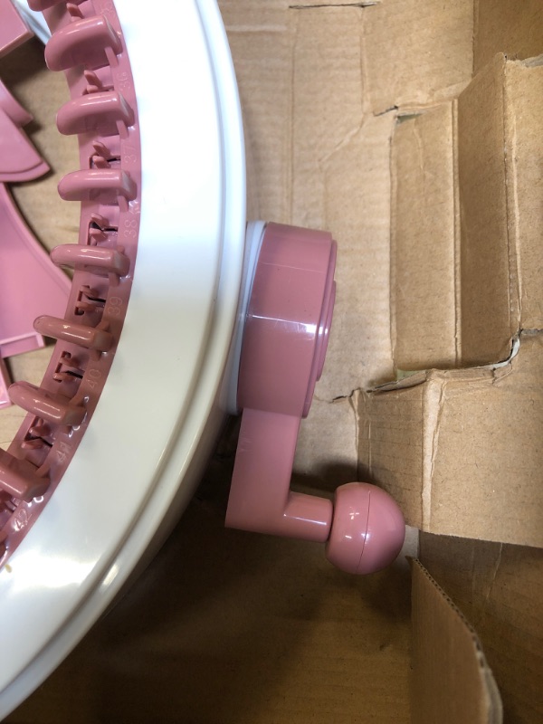 Photo 1 of 48 Needles Knitting Machines with Row Counter, Smart Weaving Loom Knitting Round Loom for Adults/Kids, Knitting Board Rotating Double Knit Loom Machine Kits Pink White 48 Needles
