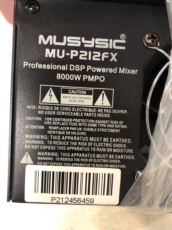 Photo 1 of MUSYSIC [MU-P212FX] 8000W Powerful Audio Mixer – 12 Channels with 7 Band GEQ Built in Amplifier and 24 Bit FX Processor – 48V Phantom Power DJ Mixer Sub & Monitor Output USB/SD/FM/WMA DJ Equipment

