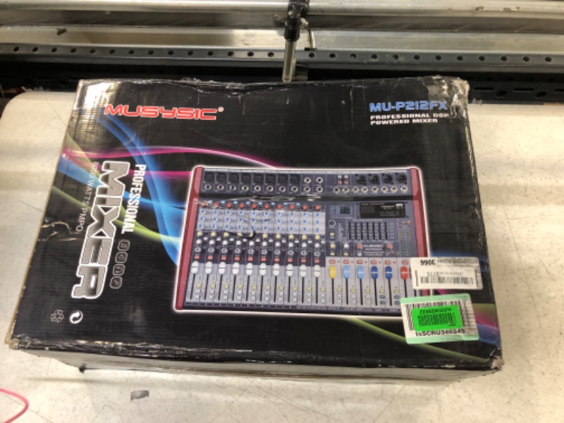 Photo 1 of MUSYSIC [MU-P212FX] 8000W Powerful Audio Mixer – 12 Channels with 7 Band GEQ Built in Amplifier and 24 Bit FX Processor – 48V Phantom Power DJ Mixer Sub & Monitor Output USB/SD/FM/WMA DJ Equipment
