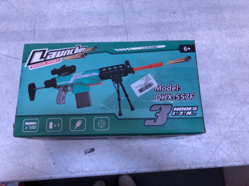 Photo 3 of Minfex Automatic Toy Gun Sniper with Scope, 3 Modes Toy Foam Blasters & Guns with Bipod, 2 Magazine Clips, 100 Bullets, DIY Toys for Boys Kids Age 6-12, Gifts for Birthday Halloween Christmas Green