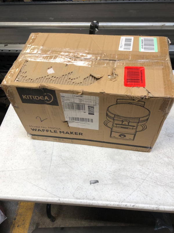 Photo 2 of Flip Belgian Waffle Maker KITIDEA, 180°Rotate Non-Stick Waffle Iron & 6 Browning Settings, Stainless Steel, Classic 1" Thick Waffles, Indicator Lights, Removable Drip Tray, Single, 1000W Single Waffle Maker-1000W