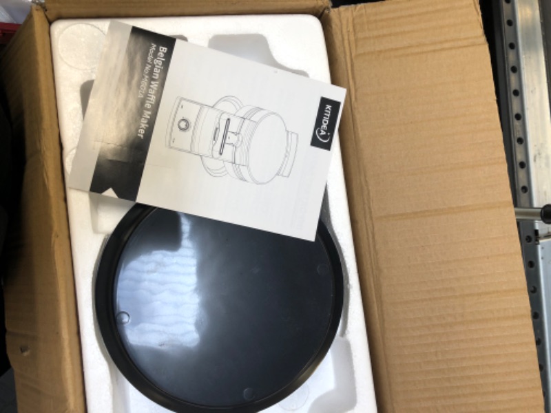 Photo 1 of Flip Belgian Waffle Maker KITIDEA, 180°Rotate Non-Stick Waffle Iron & 6 Browning Settings, Stainless Steel, Classic 1" Thick Waffles, Indicator Lights, Removable Drip Tray, Single, 1000W Single Waffle Maker-1000W