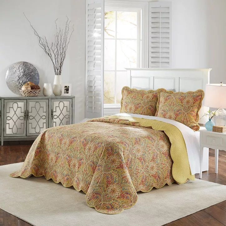 Photo 1 of 3pc Floral Swept Away Reversible Bedspread Set - Waverly, FULL/QUEEN

