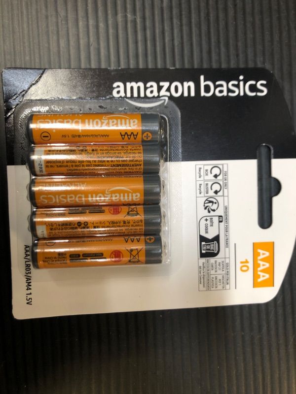 Photo 2 of Amazon Basics 10 Pcs AAA High-Performance Alkaline Batteries, 10-Year Shelf Life 10 Count (Pack of 1)------------factory sealed 