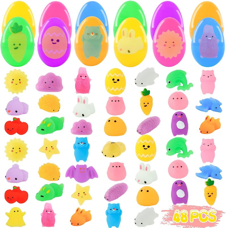 Photo 1 of Alldriey 48 Pack Easter Basket Stuffers for Kids, Mini Mochi Squishy Squishies Toys Filled Easter Gifts Eggs, Sensory Toys Party Favors for Boy Girl Toddler------factory sealed 
