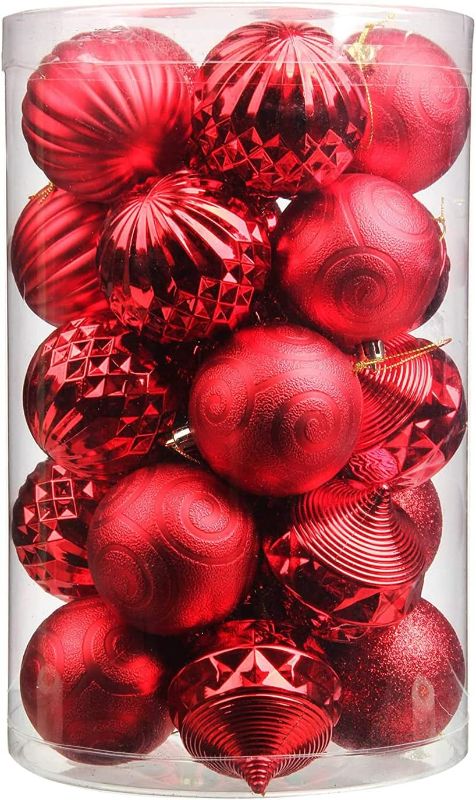 Photo 1 of 2 pack ---Jusdreen 31pcs Christmas Balls Ornaments for Xmas Tree Shatterproof Christmas Tree Hanging Balls Decoration for Holiday Party Baubles Set with Hang Rope 1.97"/2.75" Red
