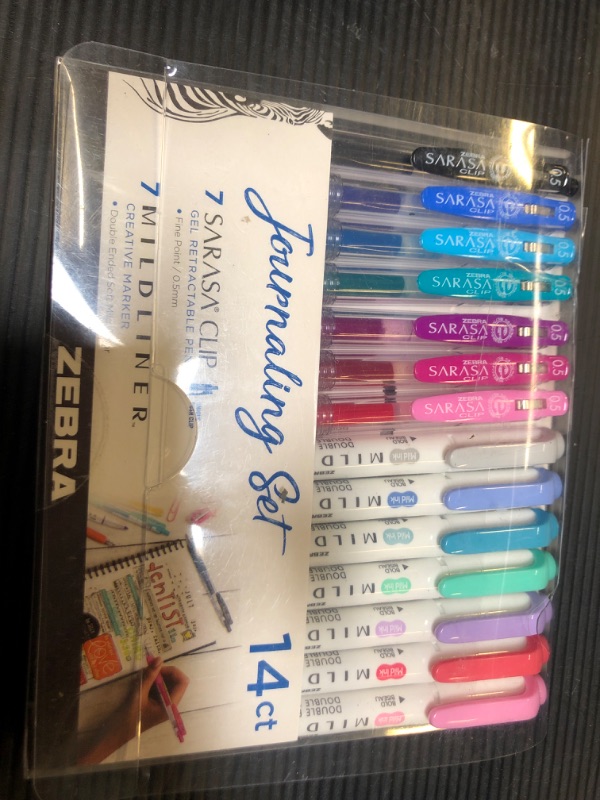 Photo 2 of Zebra Pen Journaling Set, Includes 7 Mildliner Highlighters and 7 Sarasa Clip Retractable Gel Ink Pens, Assorted Colors, 14 Pack