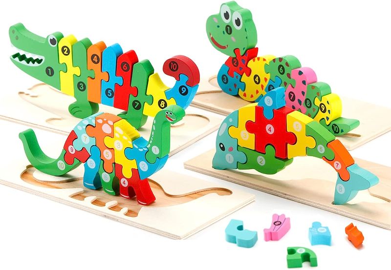 Photo 1 of Dinosaur Puzzles for Kids Age 3-5, KENREE Wooden 3D Toddler Puzzle Toys Color Shape Learnig Birthday Gifts for Boys & Girls 2 3 4 5 Year Old
