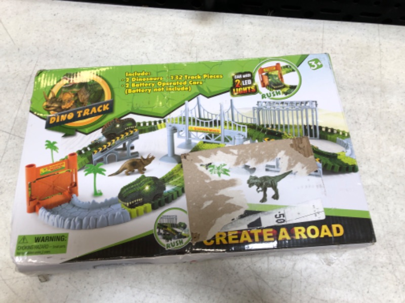 Photo 3 of [2022 Upgraded] Dinosaur Toys, 147 PCS Dinosaur Train Toys Set for 3 4 5 6 7 Year Old Boys Girls with Flexible Track, 2 Dinosaurs & 2 Dino Cars, Dinosaur Race Track for Kids Christmas Birthdays Gifts