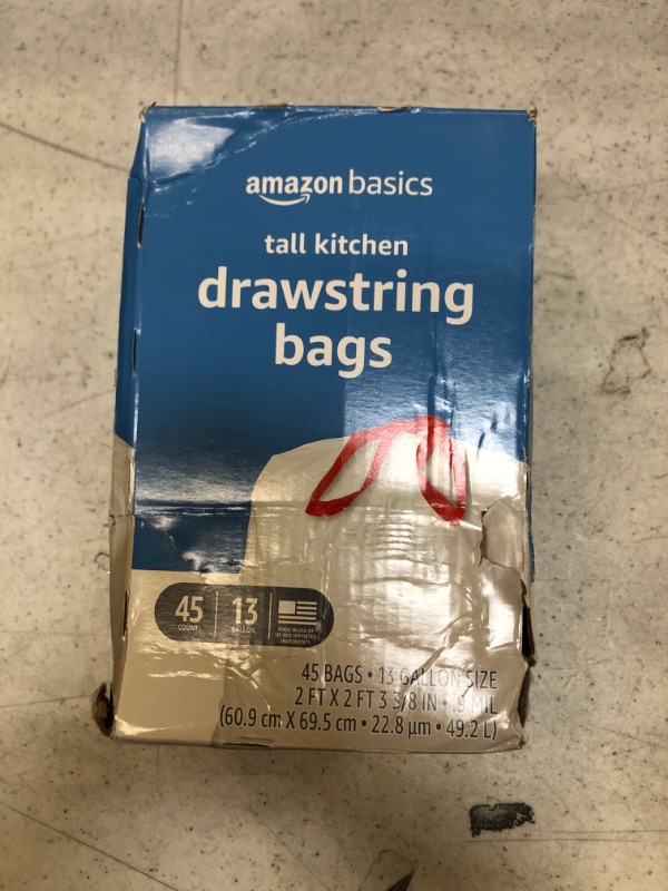 Photo 2 of Amazon Basics Tall Kitchen Drawstring Trash Bags, 13 Gallon, 45 Count (Previously Solimo)