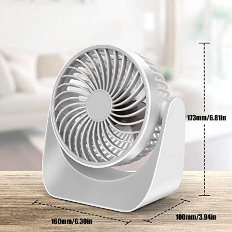 Photo 4 of Zingiber Table fans, Portable USB fans with 360°Rotation, Battery Operated and USB Powered, Fast Air Circulating, Super Lower Noise, 3 Speeds Mini Fan for Office, Home and Travel Personal fans (White)
