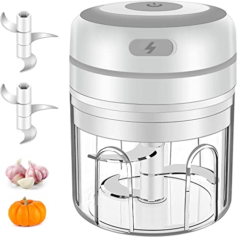 Photo 1 of Mini Garlic Chopper, HI NINGER Electric Food Processor, Garlic Mincer Portable Processor for Chop Onion Ginger Vegetable Pepper Spice Meat, Baby Food, Easy Clean, Waterproof, BPA Free (250ml)
