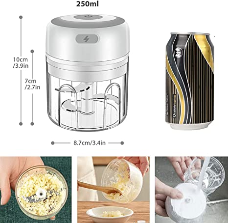 Photo 2 of Mini Garlic Chopper, HI NINGER Electric Food Processor, Garlic Mincer Portable Processor for Chop Onion Ginger Vegetable Pepper Spice Meat, Baby Food, Easy Clean, Waterproof, BPA Free (250ml)
