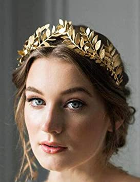 Photo 1 of Chargances Bridal Gold Leaf Crown Headband Bridal Tiara Gold Leaf headpiece for Wedding Prom Festival Bridesmaid Hair Accessoriecs(Gold)
