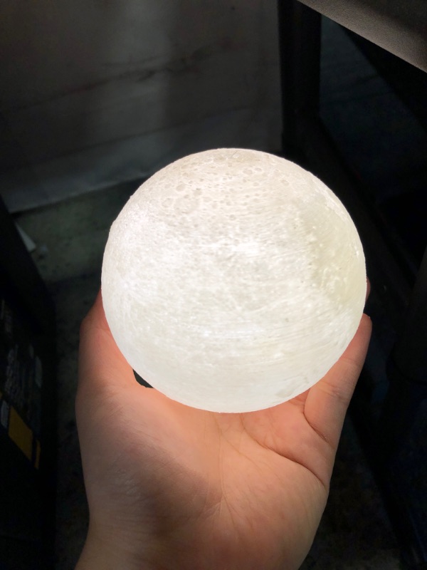 Photo 6 of Moon Lamp Moon Night Light 3D Printing 3.9In Lunar Lamp 3 Colors for Kids Gift for Women USB Rechargeable Touch Contral Brightness Yellow Warm and Cool White
