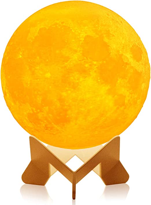 Photo 1 of Moon Lamp Moon Night Light 3D Printing 3.9In Lunar Lamp 3 Colors for Kids Gift for Women USB Rechargeable Touch Contral Brightness Yellow Warm and Cool White
