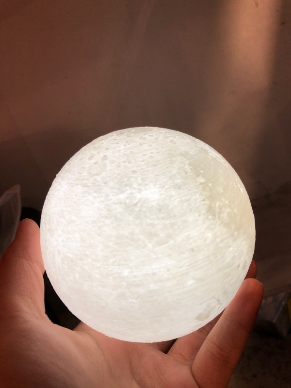 Photo 1 of Moon Lamp Moon Night Light 3D Printing 3.9In Lunar Lamp 3 Colors for Kids Gift for Women USB Rechargeable Touch Contral Brightness Yellow Warm and Cool White
