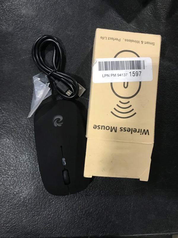 Photo 1 of LED Wireless Mouse, Rechargeable Slim Silent Mice 2.4G Portable Office Optical Mouse with USB Receiver and Type-C Adapter, 3 Adjustable DPI for Laptop, Computer, PC, Notebook, Desktop (Black) Wireless Mouse - Black