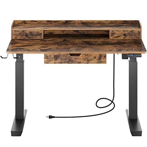 Photo 1 of Rolanstar Standing Desk with Drawers 39" Height Adjustable Desk with Power Outlet
