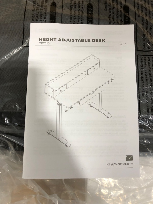 Photo 3 of Rolanstar Single Motor Free Standing Electric Height Adjustable Desk With Drawers And Headphone Hooks