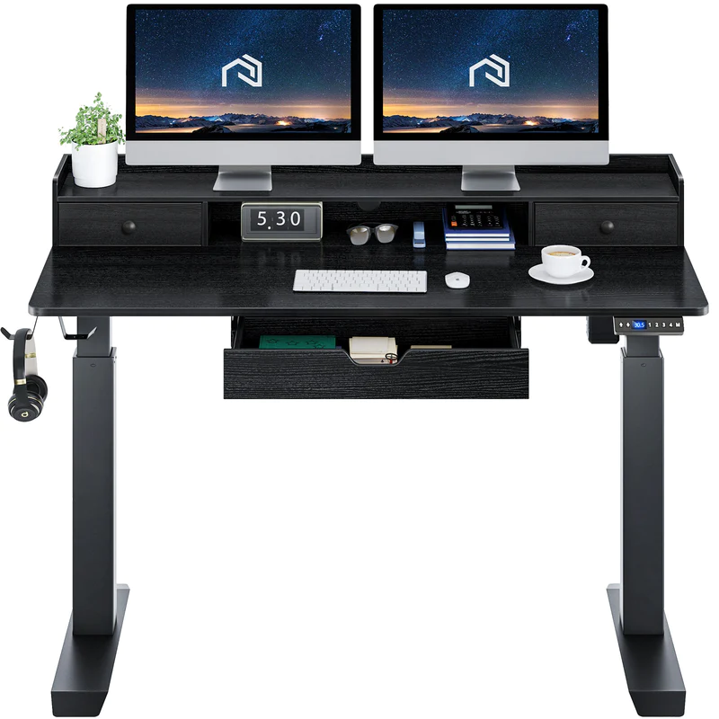 Photo 1 of Rolanstar Single Motor Free Standing Electric Height Adjustable Desk With Drawers And Headphone Hooks