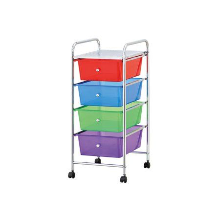 Photo 1 of Mind Reader Rolling All Purpose Storage Cart and Organizer with 4 Plastic Drawers
