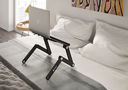 Photo 1 of PWR+ Laptop Table Stand Adjustable Riser: Portable with Mouse Pad Fully Ergonomic Mount Ultrabook MacBook Gaming Notebook Light Weight Aluminum Black Bed Tray Desk Book Fans Up to 17 inch
