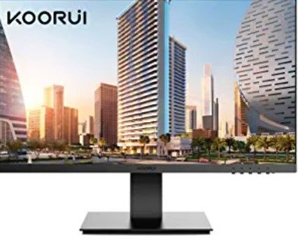 Photo 1 of KOORUI 24 Inch Computer Monitor, 3-Sided Frameless Gaming Screen FHD 1920x1080 Display with HDMI & VGA Interface, 75Hz, IPS, 4ms, VESA Mountable, Low-Blue Light PC Monitor for Office Work
