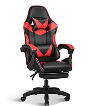 Photo 1 of Gaming Chair, Backrest and Seat Height Adjustable Swivel Recliner Racing Office Computer Ergonomic Video Game Chair with Footrest and Lumbar Support, Red/Black
