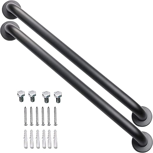 Photo 1 of 2 Pack 24 Inch Matte Black Shower Grab Bar - 1.5" Diameter, ZUEXT Stainless Steel Bathroom Grab Bar Handle, Bath Balance Bar,Safety Hand Rail Support, Handicap Injury Elderly Senior Assist Bath Handle
