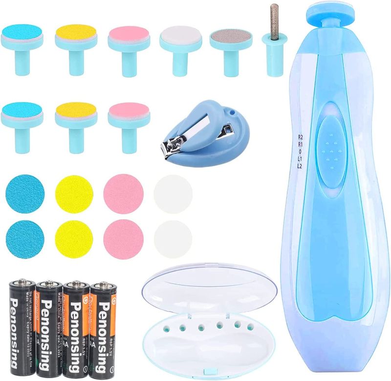 Photo 1 of 24 in 1 Baby Nail File Electric Nail Trimmer Manicure Set with Nail Clippers?Batteries Included?Safe Toe Fingernails Care with LED Light
