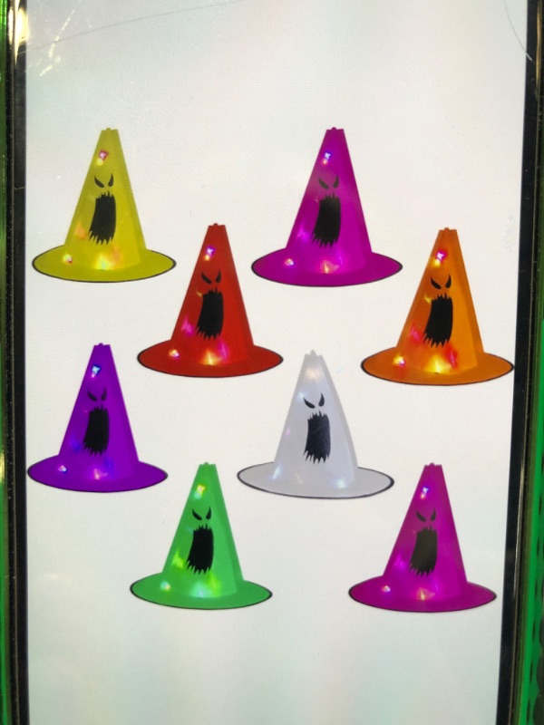 Photo 1 of 8 PCS HALLOWEEN DECORATIONS WITH HAT HANGING LIGHTED GLOWING WITCH HAT