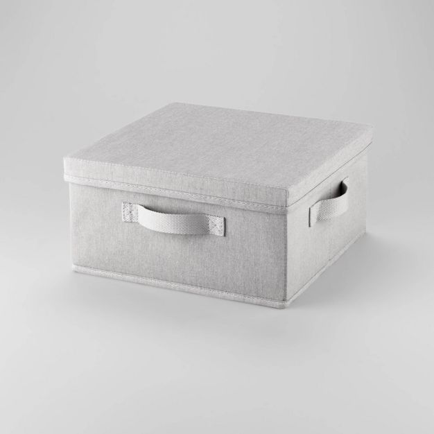 Photo 1 of 13"x13"x6" Fabric Bin with Lid Light Gray - Brightroom™

