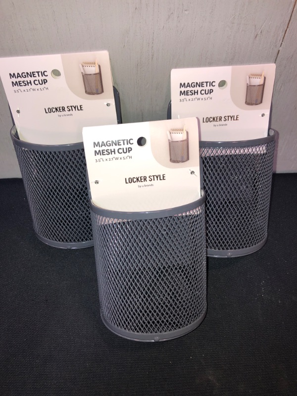 Photo 1 of Locker Mesh Cup with Flat Bottom Gray - U Brands 3 COUNT 