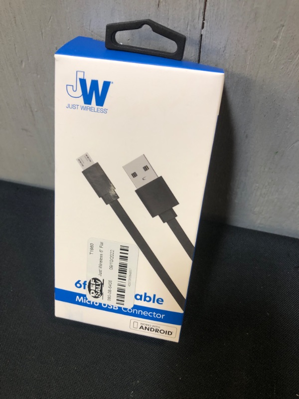 Photo 2 of Just Wireless 6ft Flat TPU Micro USB to USB-A Cable - Black